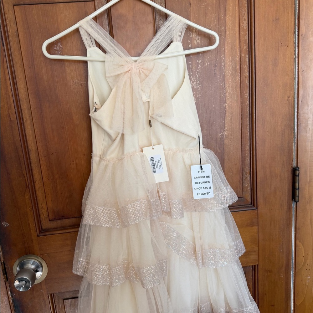 Joyfolie Ivory and Beige Layered Dress